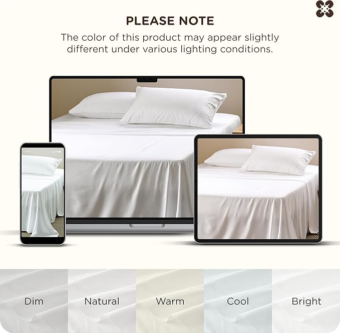 Bedsure King Size Sheets Set, Bamboo Viscose Sheets, Rayon Cotton Blend, GentleSoft, Breathable, Deep Pocket Up to 18 Inches, Hotel Luxury Bedding for Hot Sleepers, White