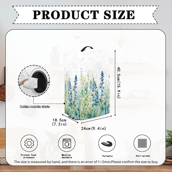 Blue Green Floral Coffee Machine Dust Cover Appliance Dust Covers Anti Fingerprint Polyester Dust Proof Blender Cover for Home Kitchen Blender Juicer Dust Cover