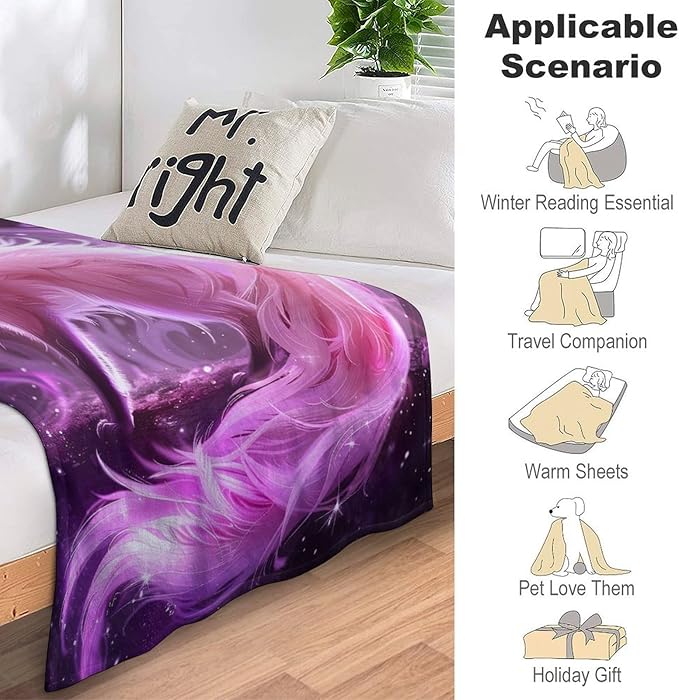 Pink Fox Throw Blanket Fox Blankets Gifts for Couch Sofa Bed Stuff Decor Soft Cozy Lightweight Fleece Flannel Bedding for Lover Men Women Girls Adults 50"x60"