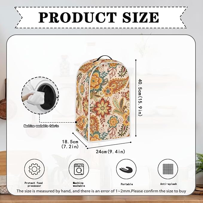 Talayituse Paisley Flower Print Blender Dust Cover, Fingerprint Protection Cover for Stand Mixer or Coffee Machine, Home Kitchen Appliance Covers for Stain Dust Resistant Supplies