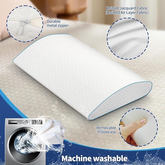 Lumbar Support Pillow for Sleeping - Back Pain Relief & Spinal Alignment Pillow, High-Resilience Foam, 23.6x11.8x3.15 Inch