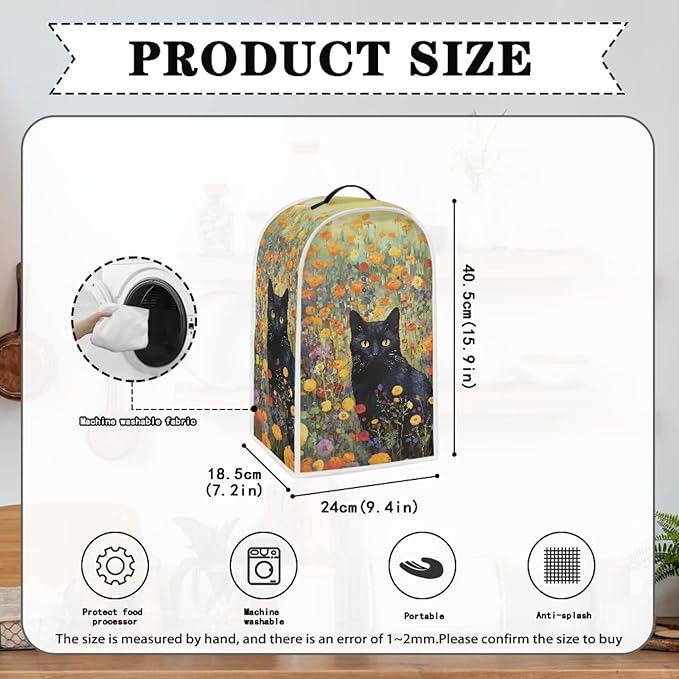 Talayituse Cat Flower Print Blender Cover Kitchen Appliance Covers Stand Mixer or Coffee Juice Machine Blender Dust Cover and Fingerprint Protection