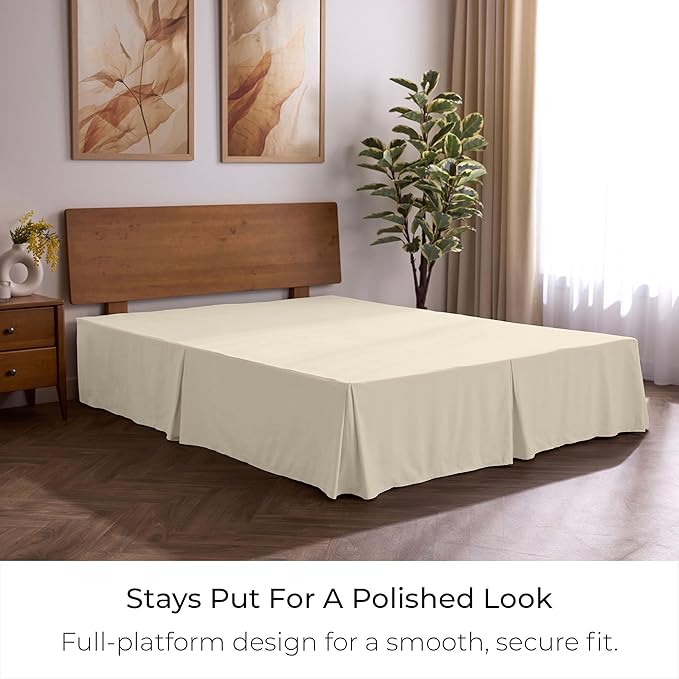 Mellanni Bed Skirt Queen Size - Bed Skirting - 15" Tailored Pleated Dust Ruffle - Hotel Luxury Bedding - Wrinkle, Fade, Stain Resistant - 1 Bedskirt (Queen, Golden Ivory)