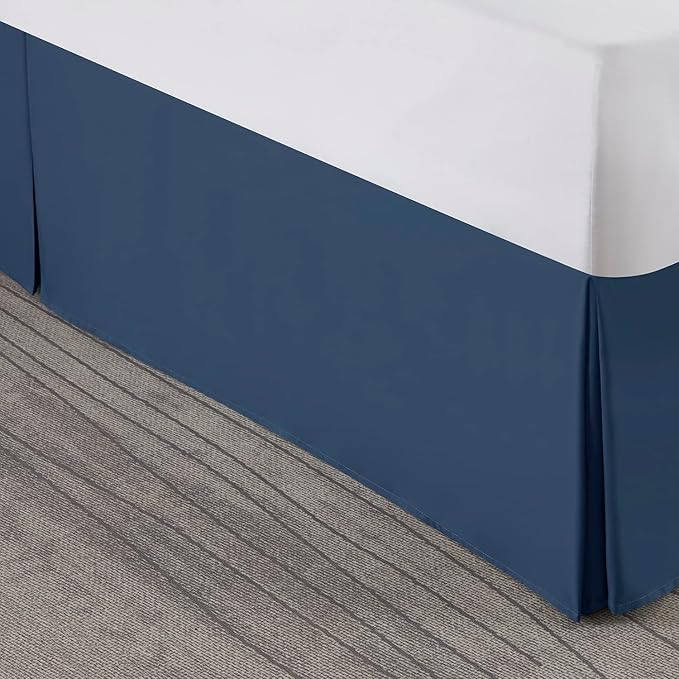 Nestl Navy Blue Bed Skirt King Size - King Bed Skirt 14 Inch Drop - Brushed Microfiber Bed Skirts - Hotel Quality Pleated Bed Skirt - Shrinkage & Fade Resistant