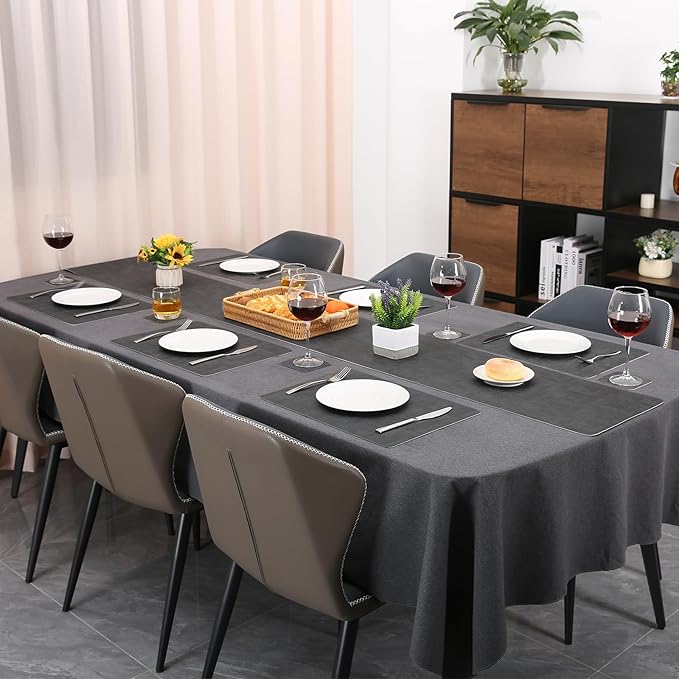 Table Runners 94 Inches Long, Dual-Sided Faux Leather Farmhouse Table Runner Waterproof Heatproof Non-Slip for Living Room Party Home Decor Holiday Decorations(Gray, 12 x 94 Inch)