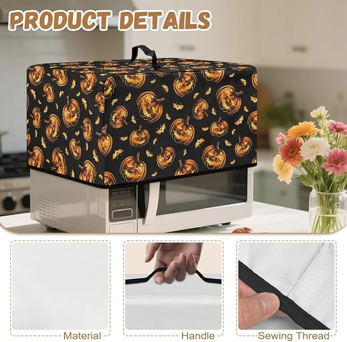 Microwave Oven Dust Cover, Halloween Pumpkin Protective Dust Cover for Microwave Oven Multifunction Greaseproof Covers Kitchen Protector Kitchen Accessories for Microwaves Ovens