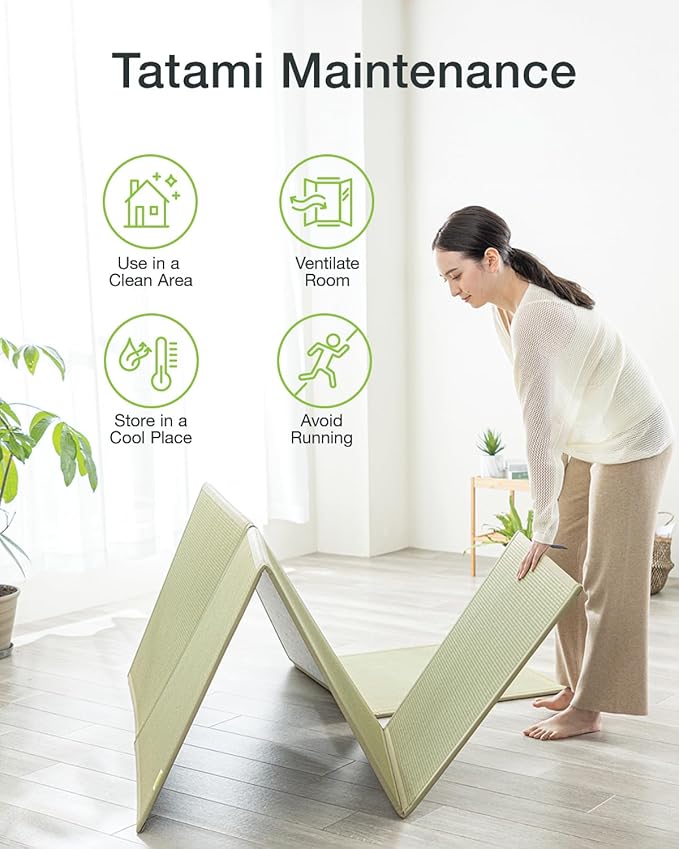 FULI Japanese Tatami Mattress, Tatami Rug, Igusa Mat (Japanese Rush Grass) Foldable, Made in Japan (Natural, King)