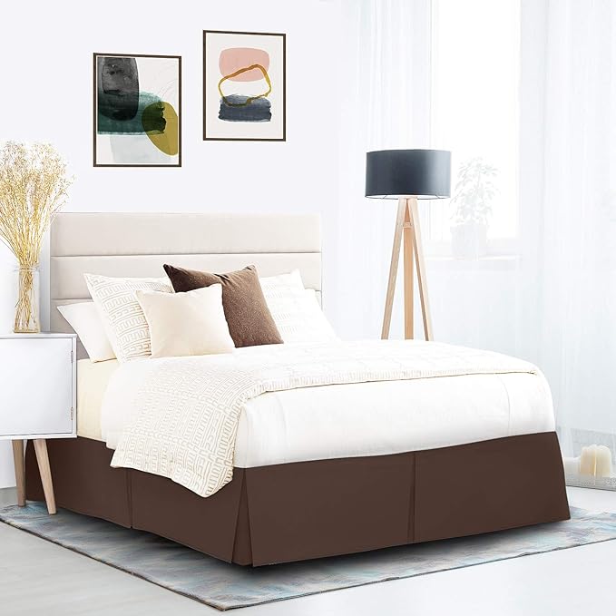 Nestl Dark Brown Twin Bed Skirt - Twin Size Bed Skirt 14 Inch Drop - Brushed Microfiber Bed Skirts - Hotel Quality Pleated Bed Skirt - Shrinkage & Fade Resistant