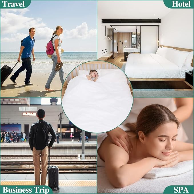 4 PCS Disposable Bed Sheet Queen Size, Travel Sheet for Hotel, Disposable Sheet for Travel Bedding Cover Portable Sheet with 1 Quilt Cover, 1 Sheet and 2 Pillowcase for Travel Business Trip Spa Hotel