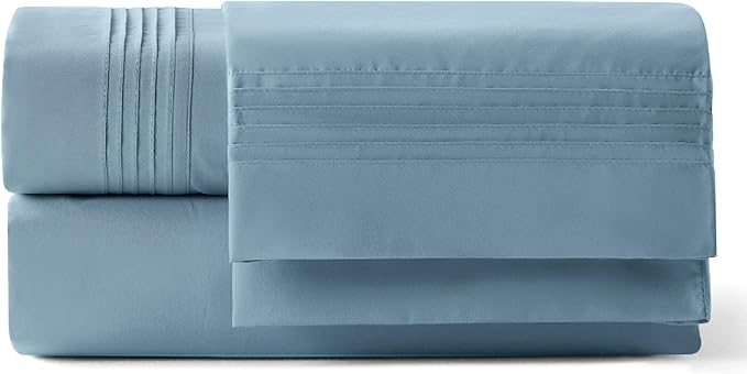 Bedsure Deep Pocket Full Size Bed Sheets Set - Fits Mattresses Up to 21 Inches Thick - 4 Piece GentleSoft Bed Sheets, Moisture Wicking, Cooling Bedsheet & Pillowcases, Easy & Secure Fit, Mineral Blue