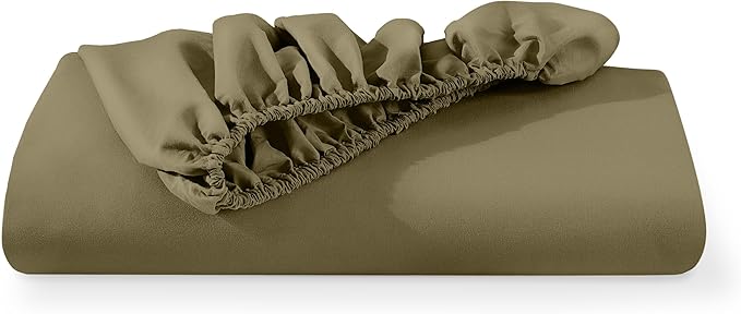 Bare Home Fitted Bottom Sheet Full XL Size - Premium 1800 Microfiber - Ultra-Soft Hotel Luxury - Deep Pocket - Durable and Long Lasting - Fitted Sheet (Full XL, Olive)