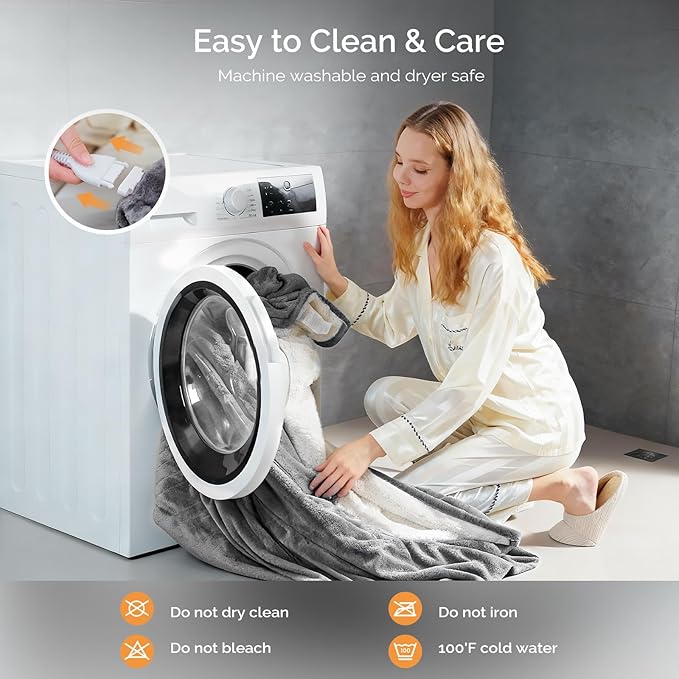 Heated Blanket Electric Blanket Twin 62"x84" Fast Heating Electric Blanket with 10 Heat Levels & 10 Hours Auto-Off Overheat Protection Cozy Soft Flannel Heated Throw Blanket