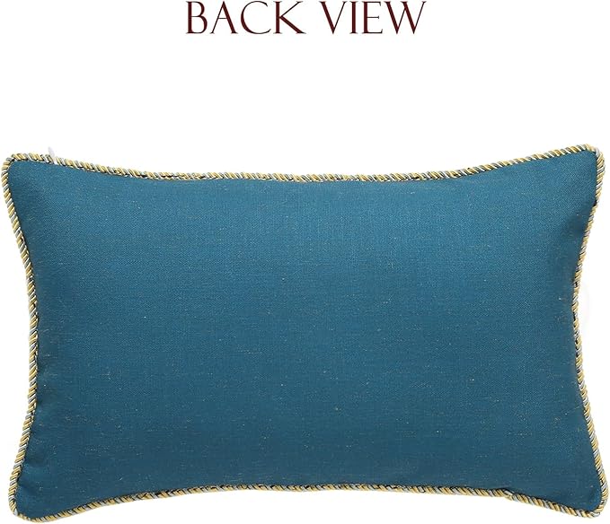 patdrea Designer Rectangle Throw Pillow Covers,Rustic Vintage Blue Linen with Floral Pattern Pillow Cover,Decorative Lumbar Pillowcases Cushion for Bed Living Room Outdoor Car,12"x20"