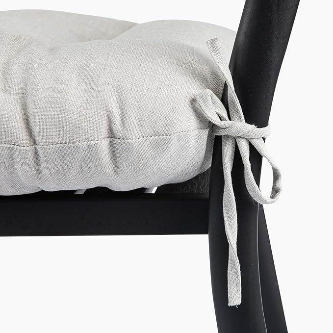 FUNHOME Outdoor Chair Cushions 19 x19 Inch,Water Resistant Tufted Seat Cushions 19",Reversible,Weather Resistant,Rounded Back Wicker Chair Cushion for Patio Garden Furniture(White Gray)
