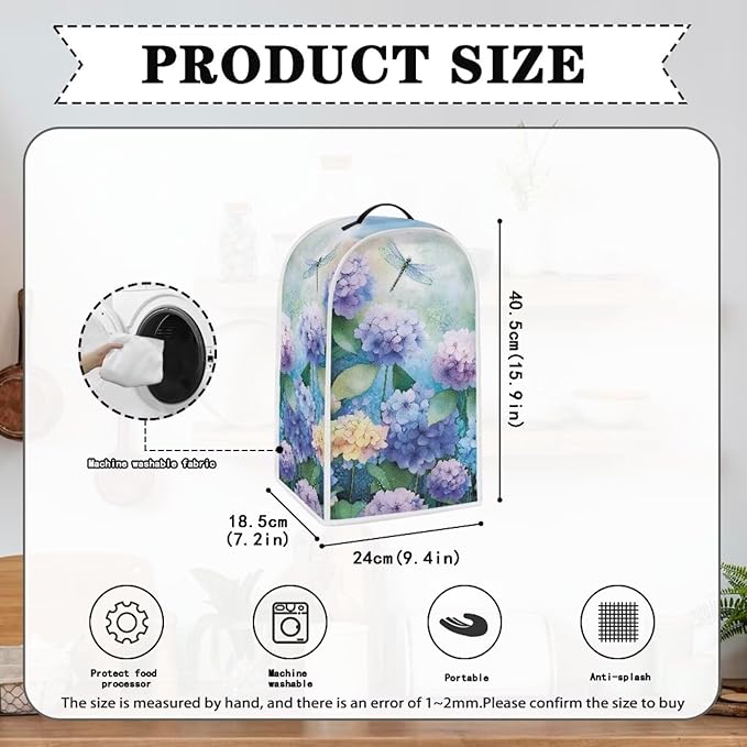 Talayituse Dragonfly Hydrangea Print Blender Dust Cover, Fingerprint Protection Cover for Stand Mixer or Coffee Machine, Home Kitchen Appliance Covers for Stain Dust Resistant Supplies