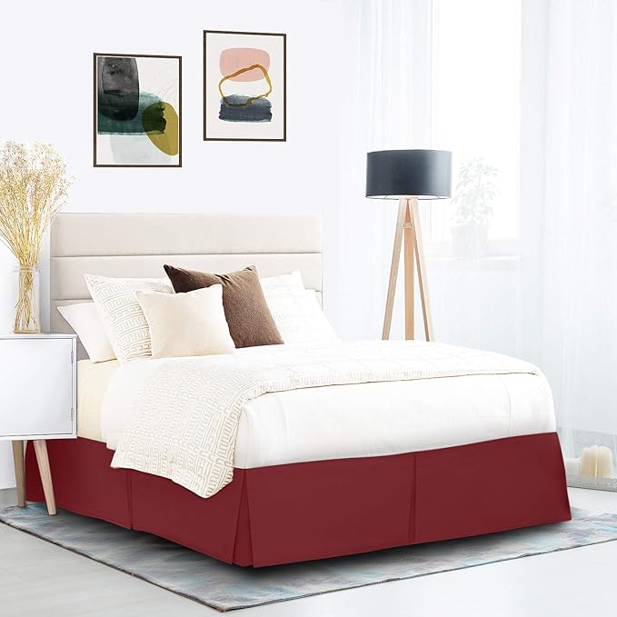 Nestl Red Heaven Twin XL Bed Skirt - Twin XL Size Bed Skirt 14 Inch Drop - Brushed Microfiber Bed Skirts - Hotel Quality Pleated Bed Skirt - Shrinkage & Fade Resistant
