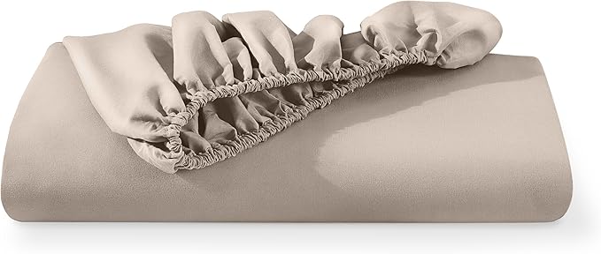 Bare Home Fitted Bottom Sheet Twin Size - Premium 1800 Microfiber - Ultra-Soft Hotel Luxury - Deep Pocket - Durable and Long Lasting (Twin, Pebble)