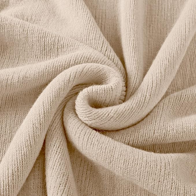 Homiest Decorative Knitted Throw Blanket with Fringe, Lightweight Acrylic Knit, Soft & Cozy Tassel Blanket for Couch, Sofa, Bed (Light Beige, 50 x 60 Inch)