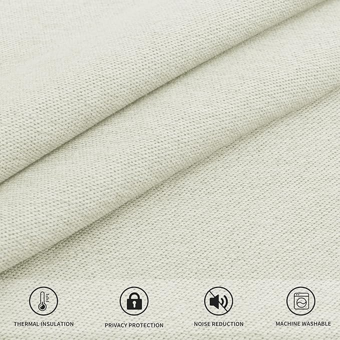 Easy-Going Linen Look Blackout Curtain Grommet Window Curtain Drapes for Bedroom, Living Room Thermal Insulated Room Darkening (2 Panels, 38x45 Inch, Beige)