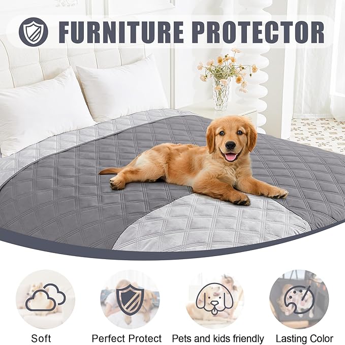 Smiry Waterproof Dog Bed Cover Blanket 30x53, Soft Reversible Pet Blanket, Washable Leakproof Cats Dogs Couch Cover for Sofa, Couch, Furniture, Lattice, Grey/Light Grey