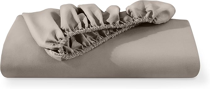 Bare Home Fitted Bottom Sheet Queen Size - Premium 1800 Microfiber - Ultra-Soft Hotel Luxury - Deep Pocket - Durable and Long Lasting (Queen, Khaki)