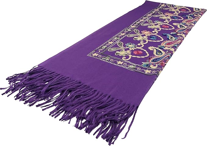Urban CoCo Women's Embroidered Tassel Long Shawl Oversize Scarf Wraps for Women
