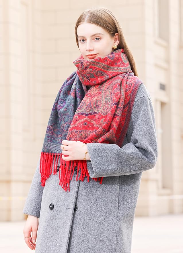 Wander Agio Warm Fashion Scarf Long Shawl Large Blanket Winter Wraps Scarves for Women Cashmere Jacquard Vintage Paisley