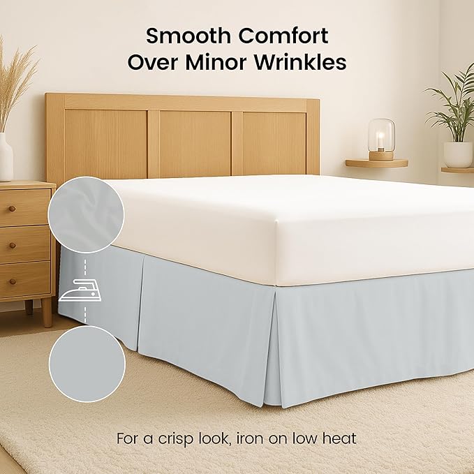Utopia Bedding Queen Bed Skirt - Soft Quadruple Pleated Ruffle - Easy Fit with 16 Inch Tailored Drop - Hotel Quality, Shrinkage and Fade Resistant (Queen, Light Grey)