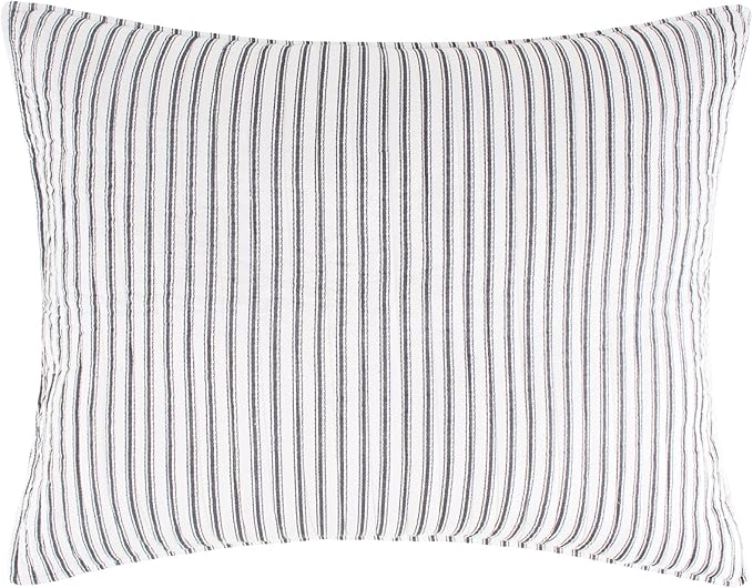Levtex Home Tobago Stripe Charcoal Reversible Full/Queen Quilt Set (88x92in) and 2 Pillow Shams (26x20in) - Striped - Charcoal - Cotton Queen Size Quilt Bedding Set - Lightweight Soft Pre-Washed