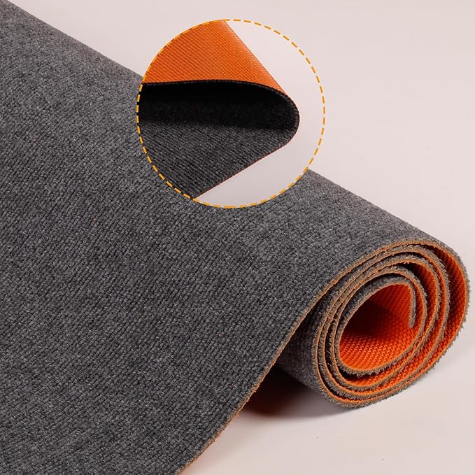 Nisorpa Carpet Runner, 4 x 10FT Indoor Outdoor Floor Mat with Non-Slip TPE Rubber Backing Commercial Carpet Runner Hallways Area Rugs for Kitchen Balconies Living Room Dining Room Decks Patio (Gray)