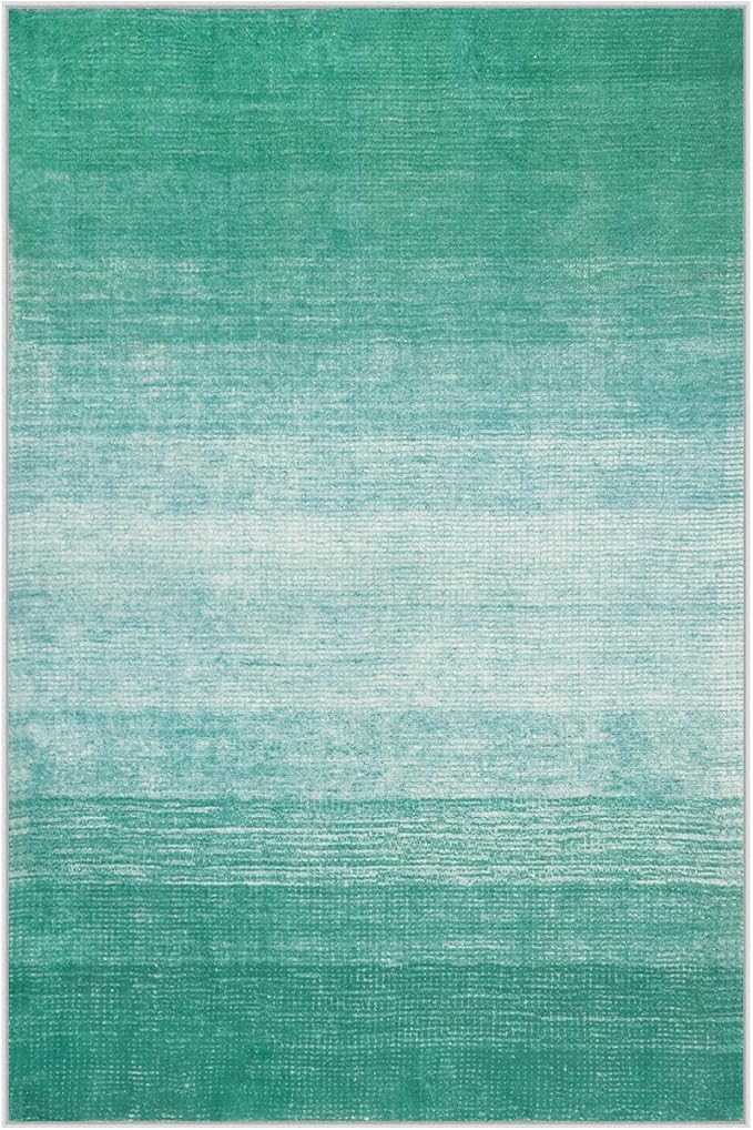 Wonnitar Modern Ombre Small 2x3 Rug, Washable Teal Kitchen Sink Rugs, Non-Slip Abstract Soft Bathroom Throw Mat, Non-Shedding Gradient Indoor Accent Carpet for Bedside Bath Bedroom (Teal, 2'x3')
