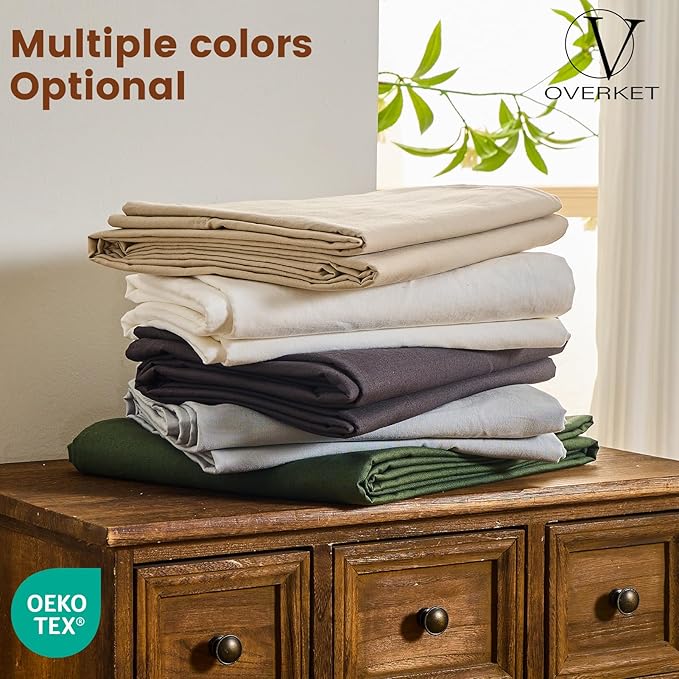100% Linen Sheet Set King Size Extra Deep Pocket Fits 18-24 Inch Mattress, Breathable & Soft, Smooth 6-Piece Set for Thick Mattresses Hotel Luxury Bedding(King, White)