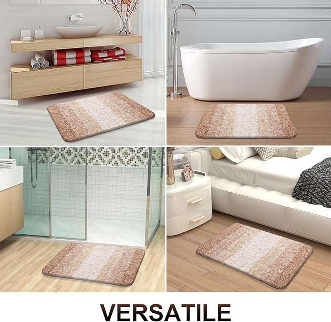 OLANLY Bathroom Runner Rugs 47x24, Extra Soft Absorbent Microfiber Bath Rugs, Rubber Backing, Quick Dry, Machine Washable Bath Mats for Bathroom Floor, Tub and Shower, Home Decor Accessories, Beige