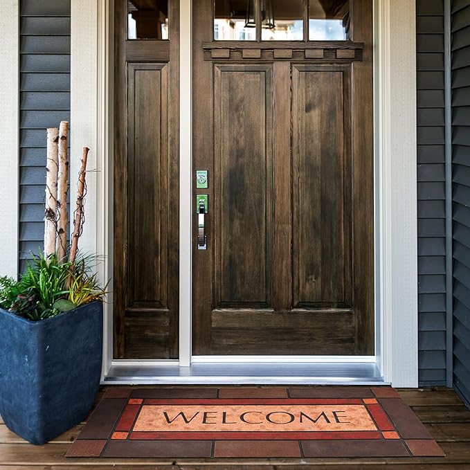 Large 47"x22" Heavy Duty Welcome Mat Outdoor with Non-Slip Rubber Backing - Durable Outdoor Door Mat for Front Door Entrance, Garage, Patio & High Traffic Areas(Welcome - Style3)