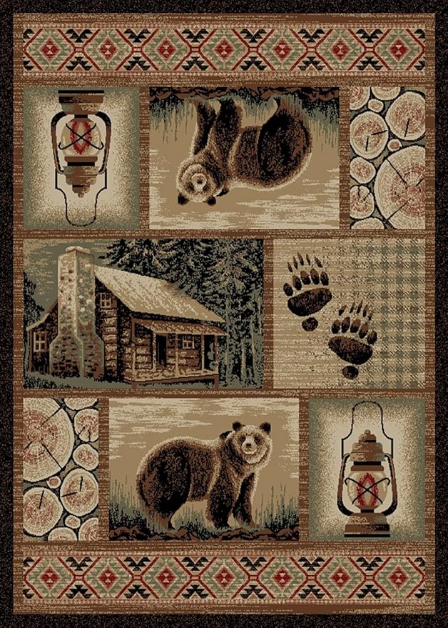 Mabyberry Rug HS9661 2X3 Cabin Hideaway Brown Area Rug