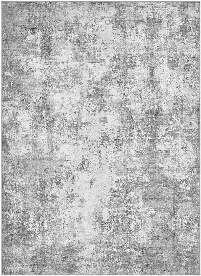 Washable 9X12 Area Rug: Modern Abstract Soft Non-Slip Indoor Rugs Home Decor - Low Pile Stain Resistant Foldable Rug for Living Room Bedroom Dining Room Playroom Office(Grey 9'x12')