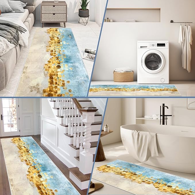 Runner Rug Washable 2x81 FT, Non Slip Rubber Backing Abstract Carpet, Soft Area Rugs for Bedroom Kitchen Hallway Entryway Bathroom, Customized