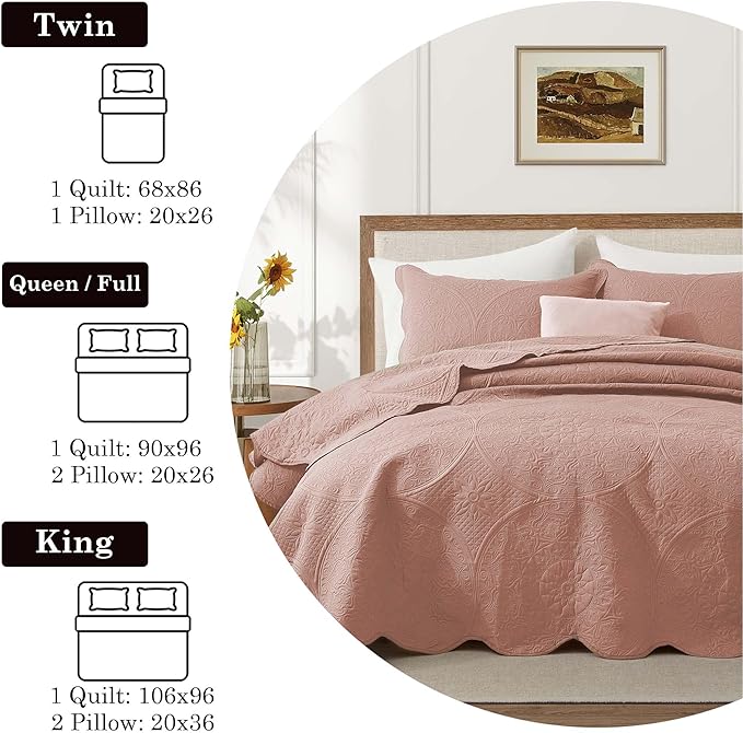 IR Imperial Rooms 10 Pack Twin Quilt Bedding Set (68" x 86") - Bulk Wholesale for Hotels, Guest Bedroom & Airbnbs - Lightweight Microfiber Reversible Floral Embossed Quilts Bedspreads (Peach)