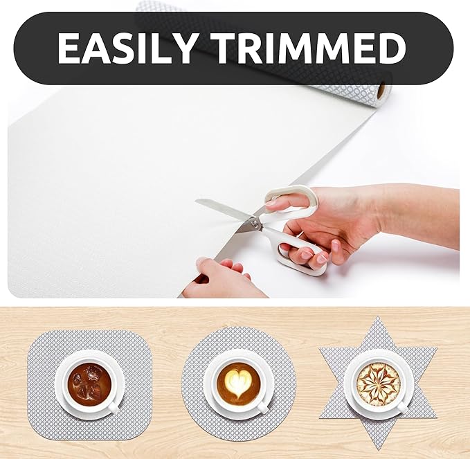 RAY STAR 18X96 Inch Shelf Liner for Kitchen Cabinets, Non-Adhesive Cabinet Liner Washable, PVC Drawer Liner for Dresser Non-Slip Bathroom (Black Circle)(4 Roll)