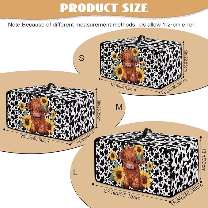 Microwave Oven Cover with Storage Pockets Waterproof Toaster Oven Dust Cover Universal Kitchen Appliance Protector, Cartoon Highland Cattle Sunflower Cow Print, M