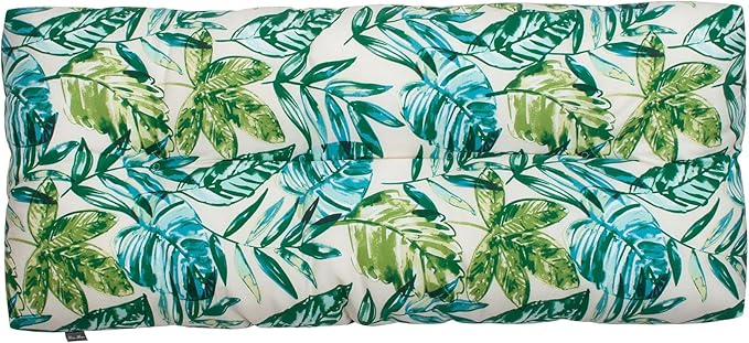 FUNHOME Outdoor Bench Cushion 45 x18 inch with Non-Slip Grips,Water Resistant Porch Swing Cushion,Bench Pillow Pads,Floral Tufted Cushions for Patio Garden Furniture,45" Seat Cushions(Palm Leaf)