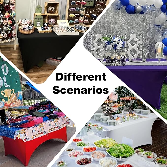 Trlyc 2 Pack 6FT Spandex Table Cloth - 72 x 30 Inch Rectangular Stretch Tablecloth, Wrinkle Resistant Scretch Table Cover for Wedding, Party, Banquet, Picnic, Outdoor Decoration (2Pcs,Navy Blue)