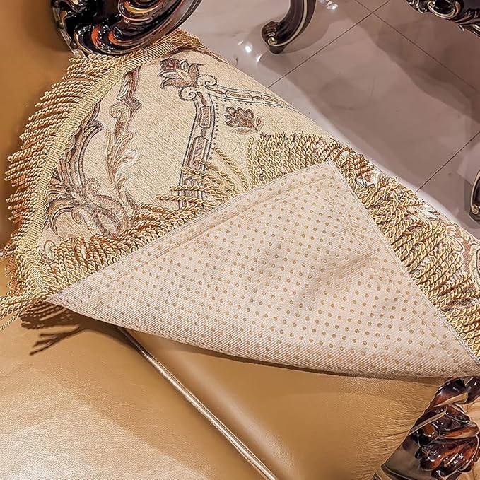 LUFEIJIASHI Luxury Couch Arm Covers, Washable Armrest Covers for Sofa,Anti Slip Recliner Chair Arm Covers Protectors for Leather Sofa Arm Cover Set of 2 (MLK-Beige)