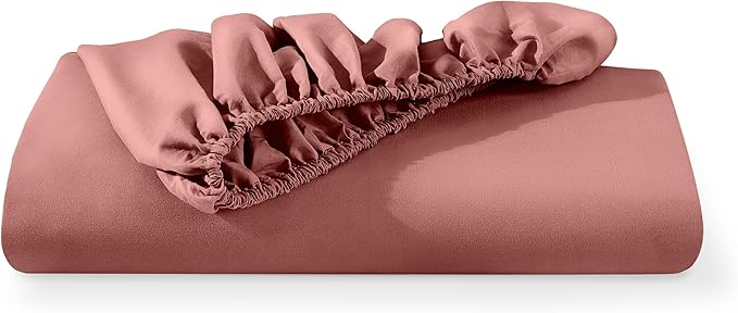 Bare Home Fitted Bottom Sheet Twin Extra Long Size - Premium 1800 Microfiber - Ultra-Soft Hotel Luxury - Deep Pocket - Durable and Long Lasting (Twin XL, Dusty Rose)