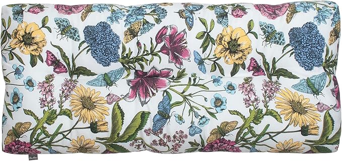 Outdoor Bench Cushion 45 x18 inch with Non-Slip Grips,Water Resistant Porch Swing Cushion,Bench Pillow Pads,Floral Tufted Cushions for Patio Garden Furniture,45" Seat Cushions(Butterfly Flower)