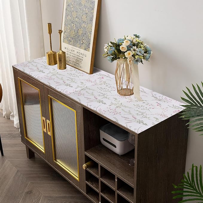 Floral Drawer and Shelf Liner for Cabinets 16IN x 20FT, Non-Adhesive and Strong Non-Slip Flower Shelf Cabinet Drawer Liners for Kitchen,Table,Bookshelves,Waterproof Cupboard Liner