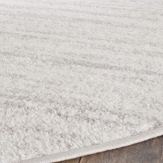 SAFAVIEH Adirondack Collection Area Rug - 12' Round, Ivory & Silver, Modern Ombre Design, Non Shedding & Easy to Clean, Ideal for Living Room, Bedroom, Office, Dining Space (ADR113B)