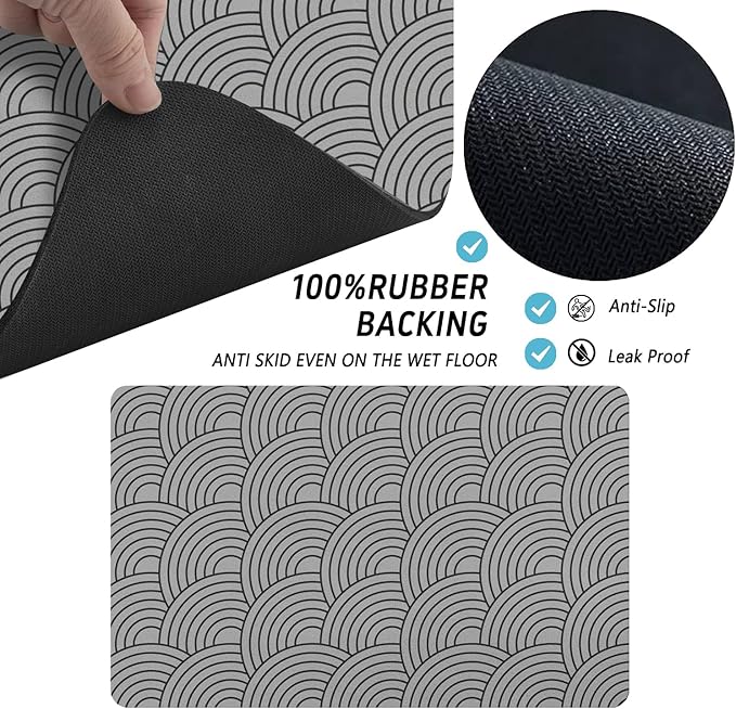 Dog Food Mat for Floors, Absorbent and Quick-Drying Pet Cat Food Mat,Anti-Fouling and Easy-to-Clean Pet Feeding Mat,Dog Bowl Mats for Messy Drinking Water Bowls.12x20inch Boho Style