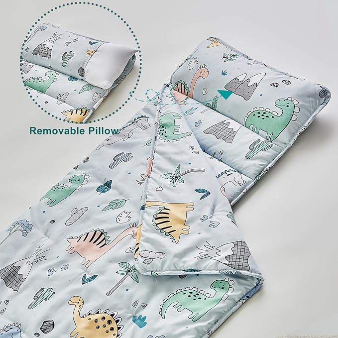 Toddler Nap Mat with Removable Pillow,Ultra Soft Slumber Bags for Girls,Kids Sleeping Bags with Roll Up Design, Perfect for Preschool,Daycare,Kindergarten