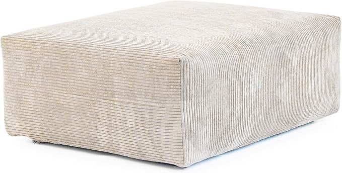 JACH 39.37" Oversized Ottoman Seater for Living Room, Deep Seat Extra Sofa Seater, Minimalist Chaise Ottoman, Modern Corduroy Ottomans for Living Room, Apartment, Beige 